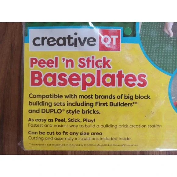 Creative 4 Pk Green Peel & Stick Baseplates 10"x10" Compatible Brick Plates NEW - Picture 3 of 15